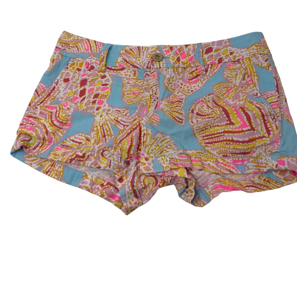 Lilly Pulitzer Walsh Shorts Blue Pink Tropical Fish Shell Size 2 Tini bikini